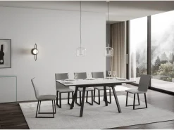 Mesa extensible 90x120/180 cm Mirhi Fresno Blanco estructura Antracita