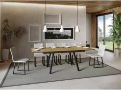 Mesa extensible 90x160/220 cm Mirhi Roble Natural estructura Antracita