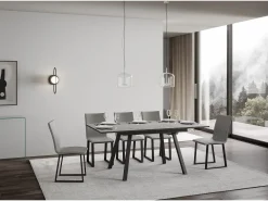 Mesa extensible 90x120/180 cm Mirhi Cemento estructura Antracita