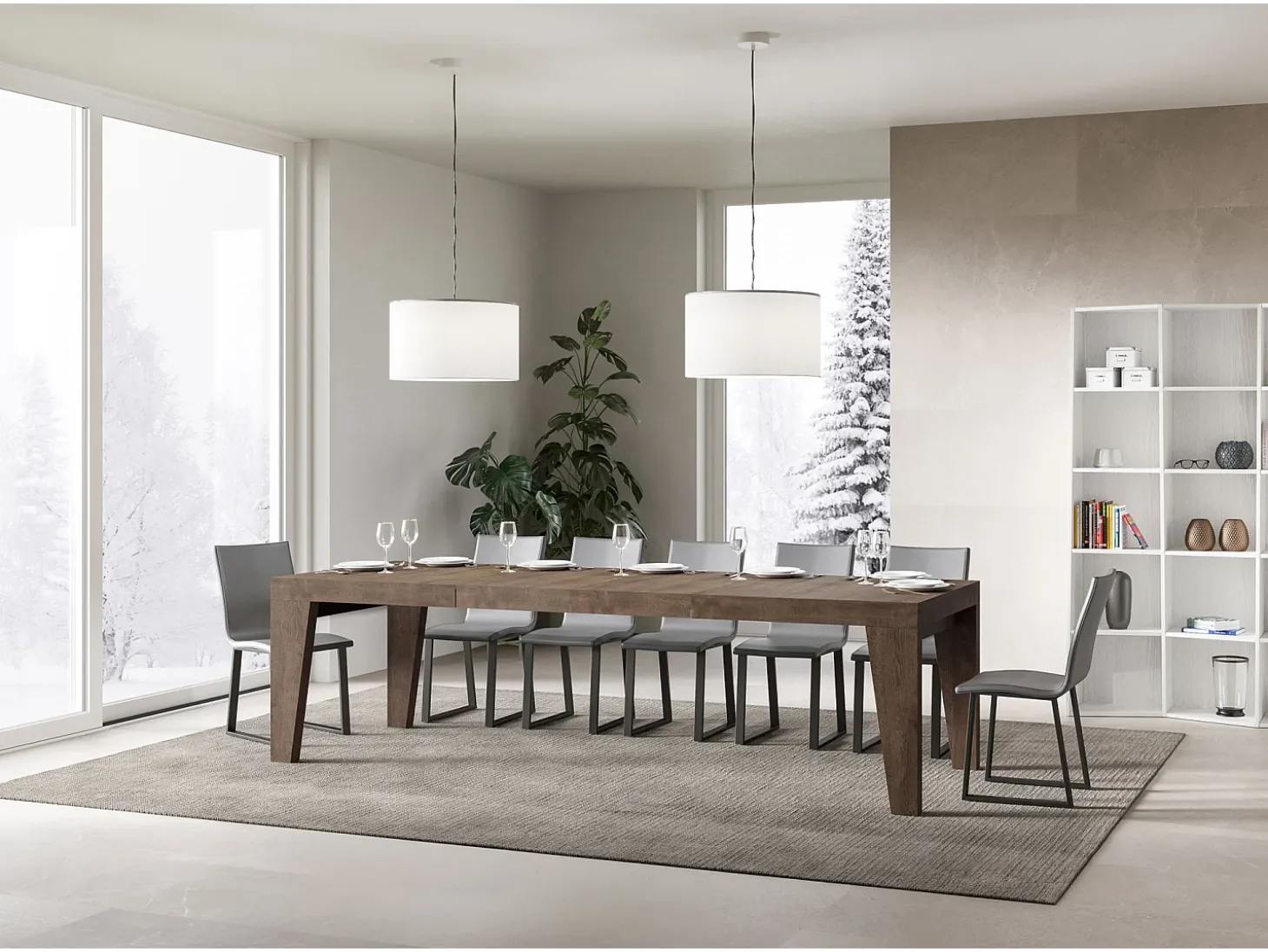 Mesa extensible 180/284x90 cm Naxy Premium nogal
