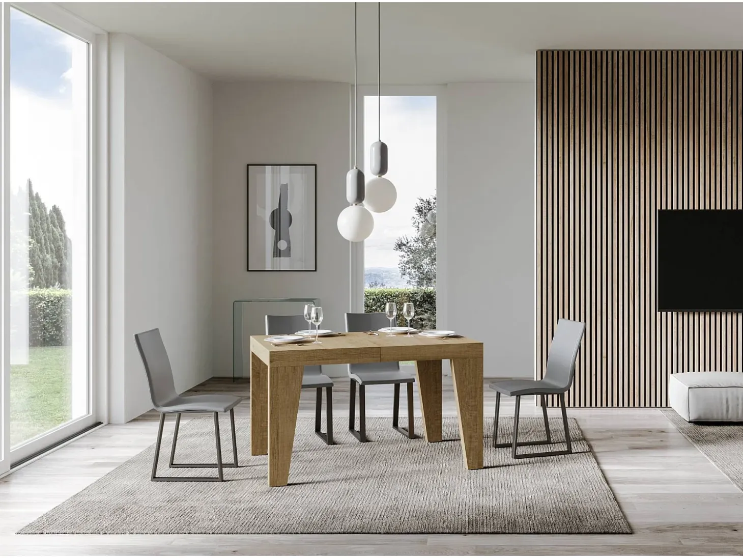 Mesa extensible 140/244x90 cm Naxy roble natural