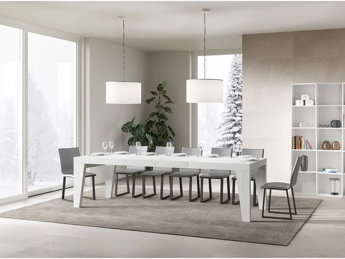 Mesa extensible 180/284x90 cm Naxy Premium fresno blanco