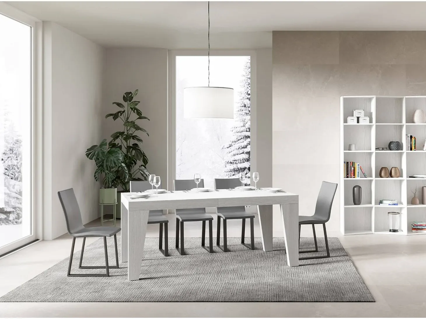 Mesa extensible 180/284x90 cm Naxy Premium fresno blanco