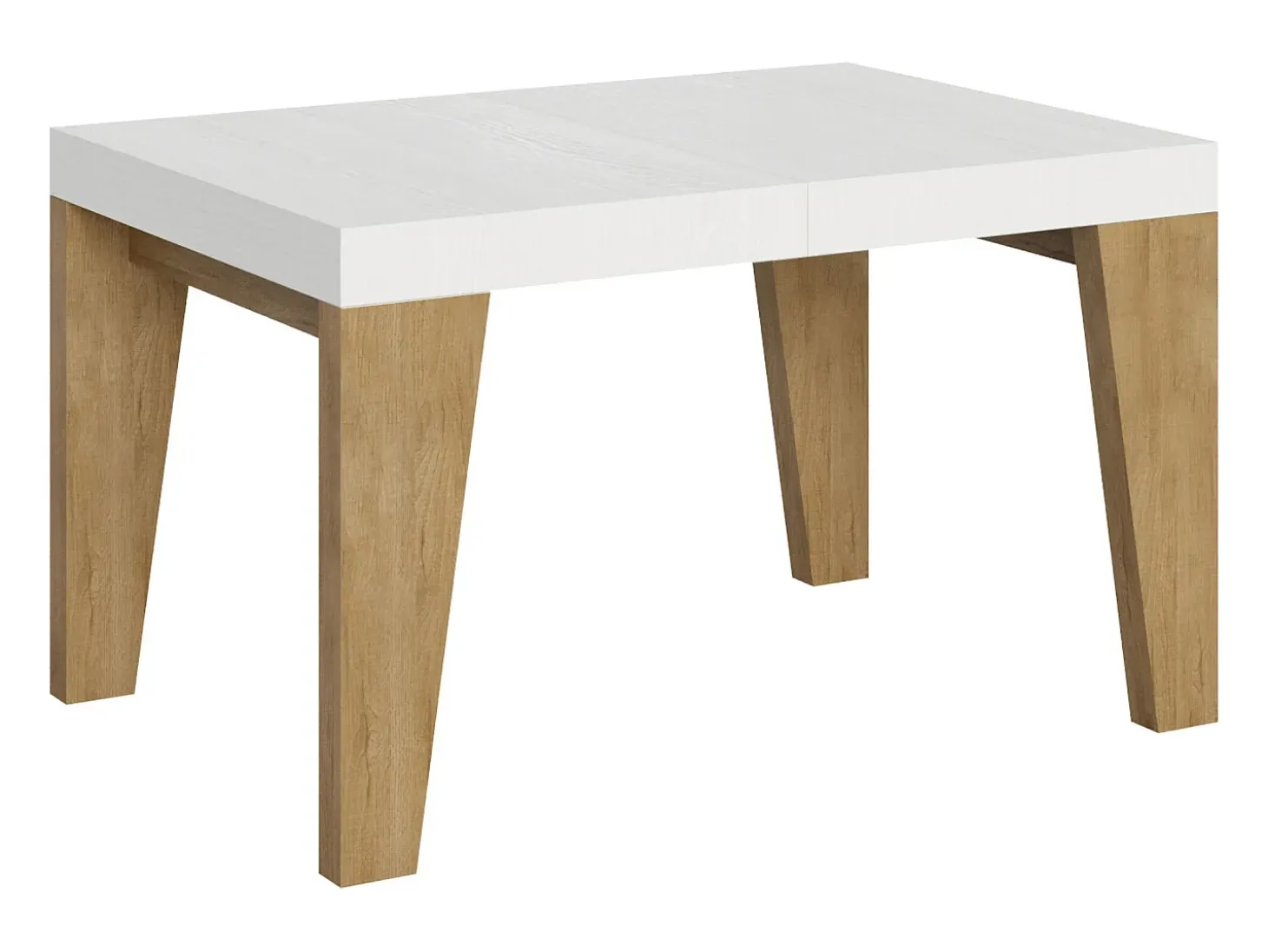 Mesa extensible 90x130/234 cm Naxy Mix Tapa Fresno Blanco - Patas Roble Nature
