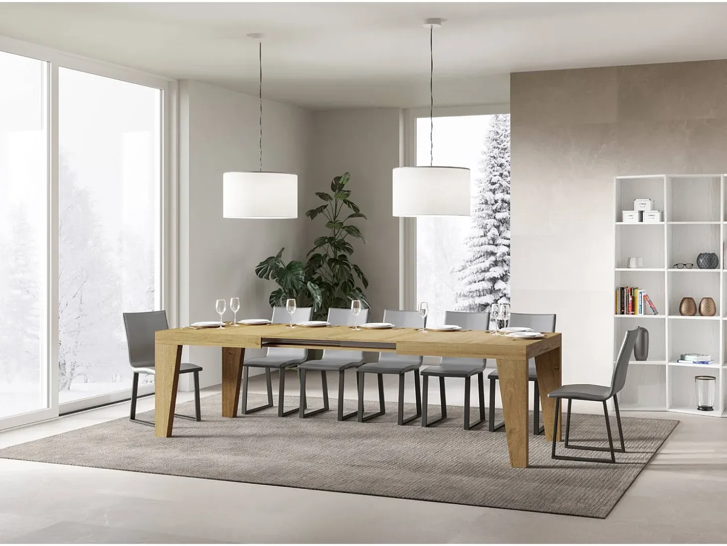 Mesa extensible 160/420x90 cm Naxy roble natural
