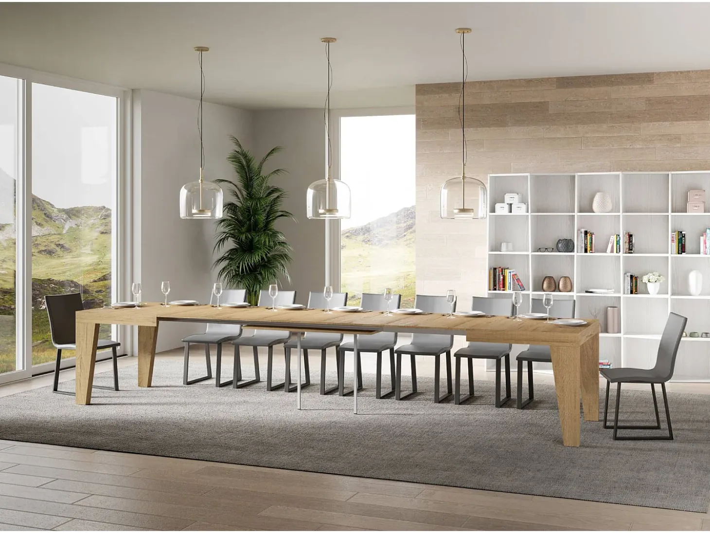Mesa extensible 160/420x90 cm Naxy roble natural