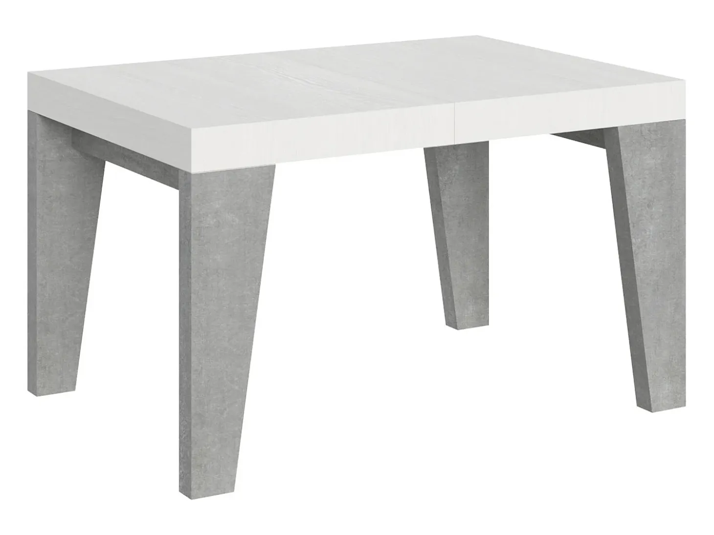Mesa extensible 90x130/390 cm Naxy Mix Tapa fresno blanco - Patas cemento