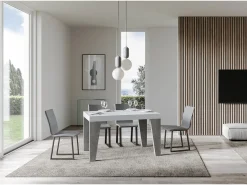 Mesa extensible 90x130/390 cm Naxy Mix Tapa fresno blanco - Patas cemento