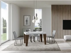 Mesa extensible 90x130/390 cm Naxy Mix Tapa fresno blanco - Patas nogal