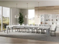 Mesa extensible 90x160/420 cm Naxy Mix Tapa fresno blanco - Patas cemento