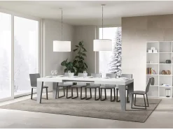 Mesa extensible 90x160/420 cm Naxy Mix Tapa fresno blanco - Patas cemento