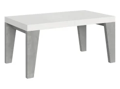Mesa extensible 90x160/420 cm Naxy Mix Tapa fresno blanco - Patas cemento