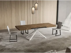 Mesa extensible 80x140/224 cm Niket nogal patas blanca