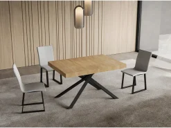 Mesa extensible 90x130/234 cm Niket roble natural patas antracita