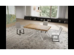 Mesa extensible 80x120/204 cm Niket nogal patas blanca