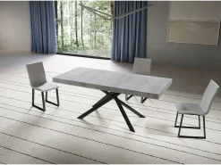 Mesa extensible 90x180/440 cm Niket Cemento patas Antracita