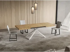 Mesa extensible 90x120/224 cm Niket roble natural patas blanca