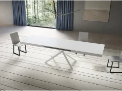 Mesa extensible 90x180/440 cm Niket Fresno Blanco patas blanco