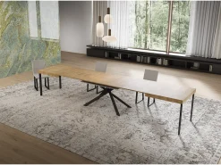 Mesa extensible 90x160/420 cm Niket Roble Natural patas Antracita