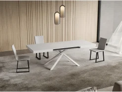 Mesa extensible 90x120/380 cm Niket Fresno Blanco patas blanco