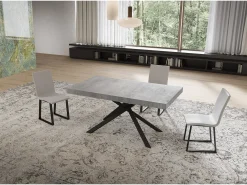 Mesa extensible 90x160/420 cm Niket Cemento patas Antracita