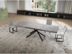 Mesa extensible 90x160/264 cm Niket cemento patas antracita
