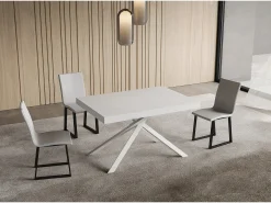 Mesa extensible 90x120/224 cm Niket fresno blanco patas blanca