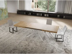 Mesa extensible 90x160/420 cm Niket Roble Natural patas blanco