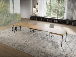 Mesa extensible 90x160/420 cm Niket Roble Natural patas blanco