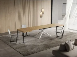 Mesa extensible 90x140/400 cm Niket Roble Natural patas blanco