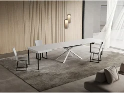 Mesa extensible 90x140/400 cm Niket Fresno Blanco patas blanco
