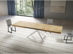 Mesa extensible 90x180/284 cm Niket roble natural patas blanca