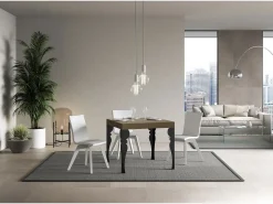 Mesa extensible 90x90/246 cm Paxon Premium gris paloma patas antracita