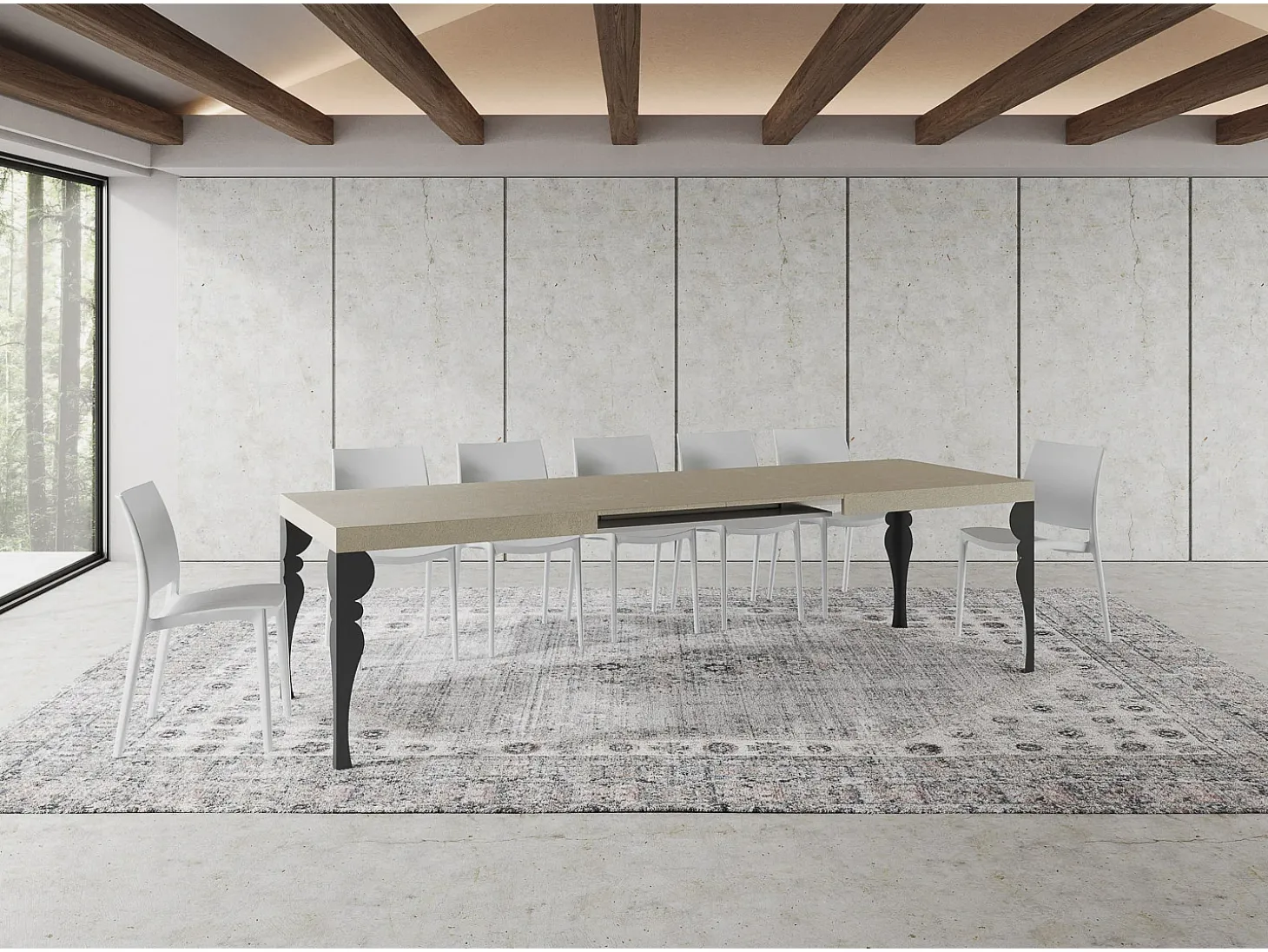 Mesa extensible 200/460x90 cm Paxon cachemira patas antracita