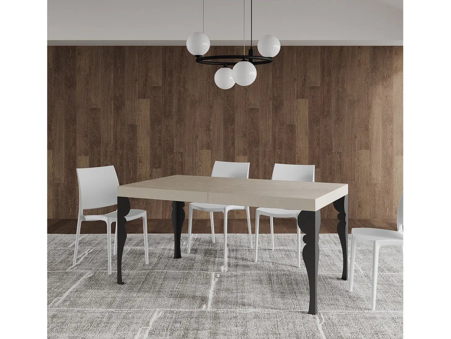 Mesa extensible 160/264x90 cm Paxon cachemira patas antracita