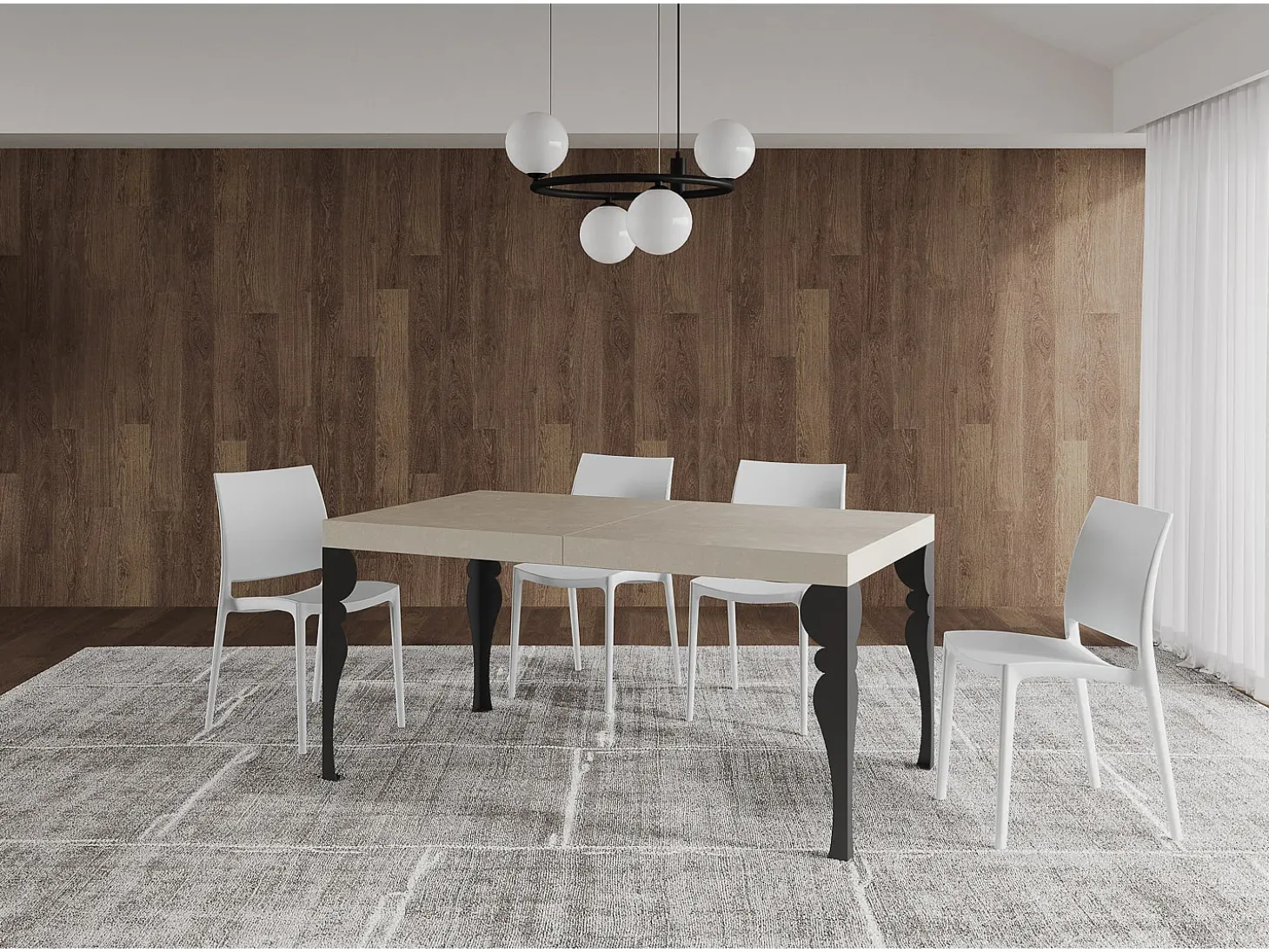 Mesa extensible 160/264x90 cm Paxon cachemira patas antracita