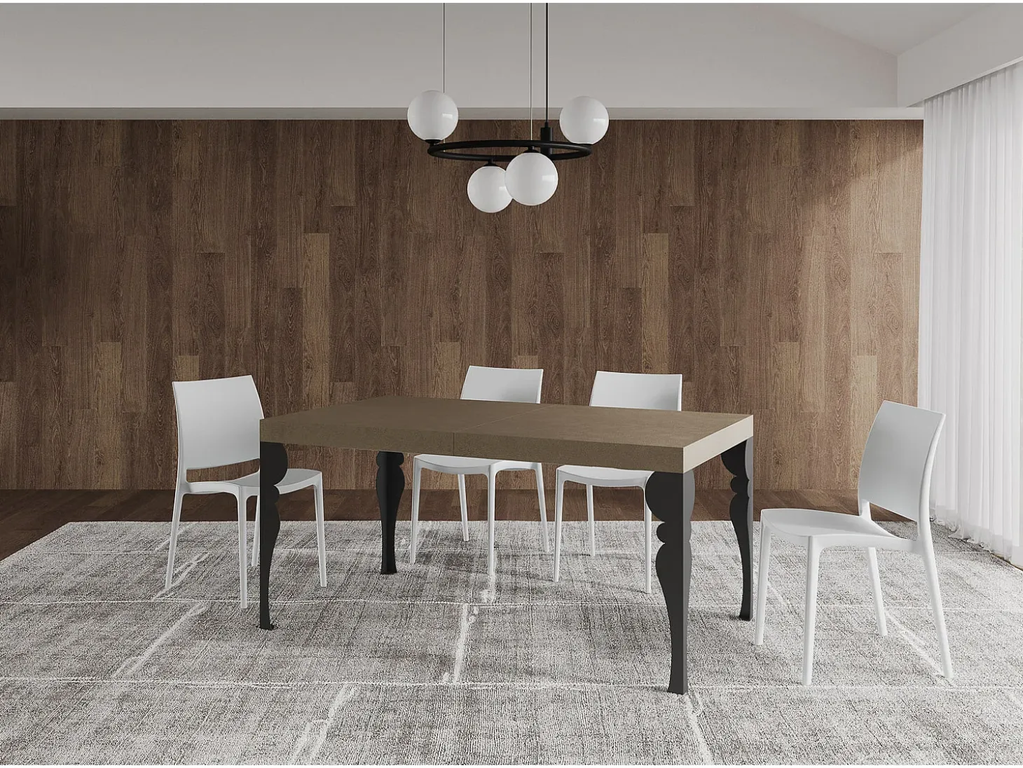 Mesa extensible 160/264x90 cm Paxon gris paloma patas antracita