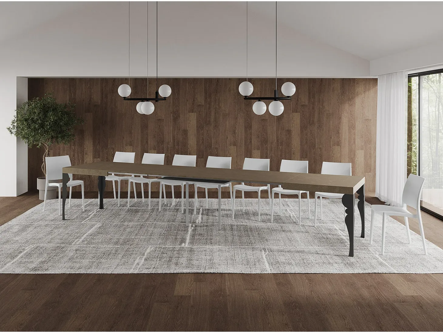 Mesa extensible 160/420x90 cm Paxon gris paloma patas antracita