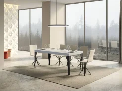 Mesa extensible 90x200/304 cm Paxon Fresno Blanco estructura Antracita