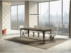 Mesa extensible 130/234x90 cm Paxon nogal patas antracita