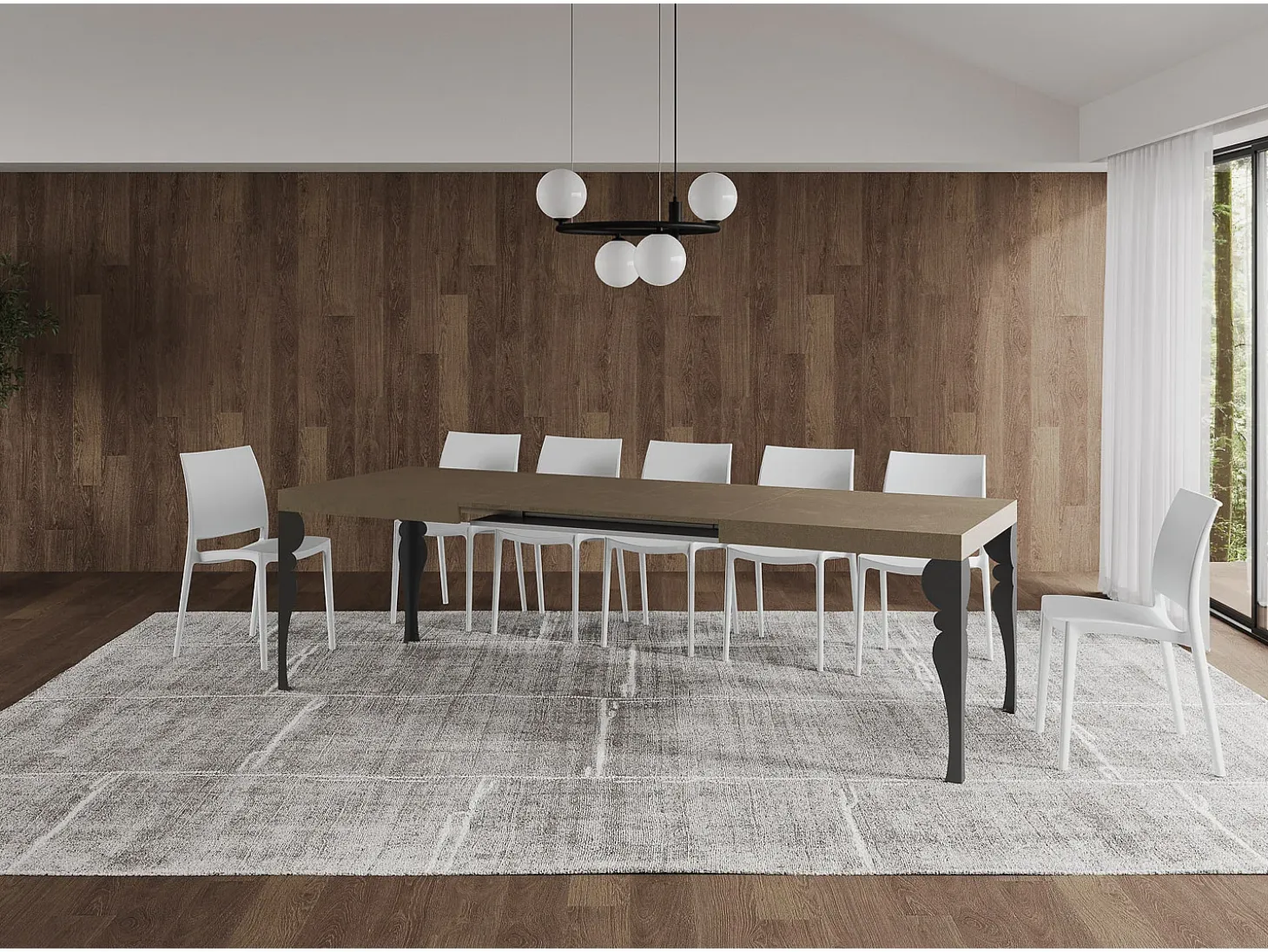 Mesa extensible 160/244x80 cm Paxon gris paloma patas antracita