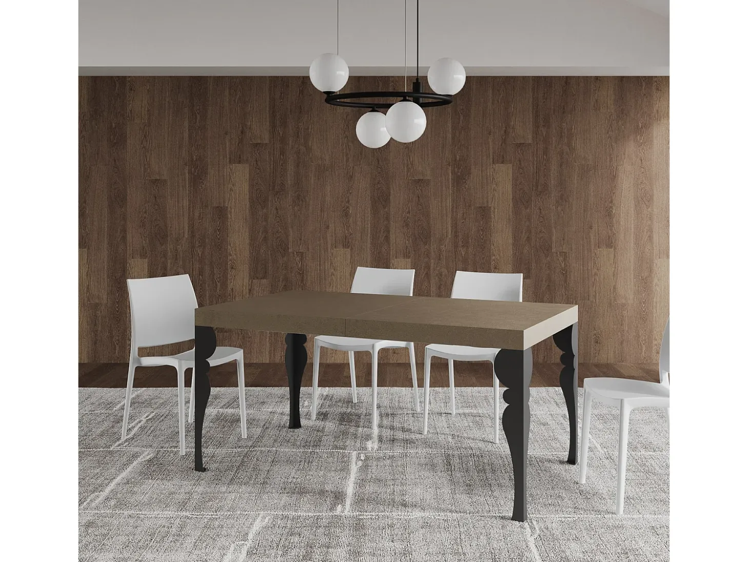 Mesa extensible 160/244x80 cm Paxon gris paloma patas antracita