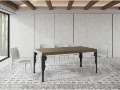 Mesa extensible 90x200/460 cm Paxon gris paloma patas antracita