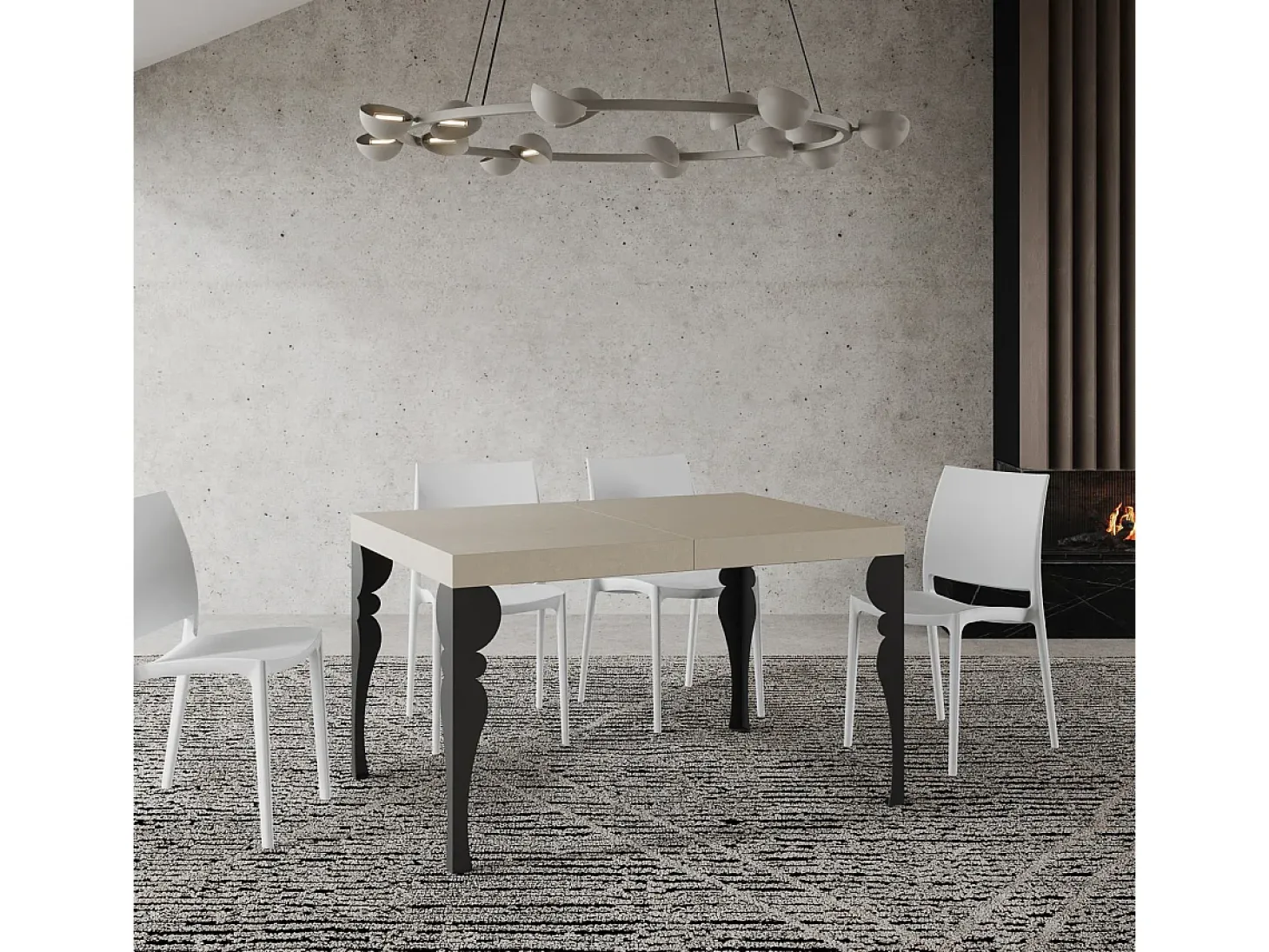 Mesa extensible 120/224x90 cm Paxon cachemira patas antracita