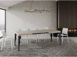 Mesa extensible 120/224x90 cm Paxon cachemira patas antracita