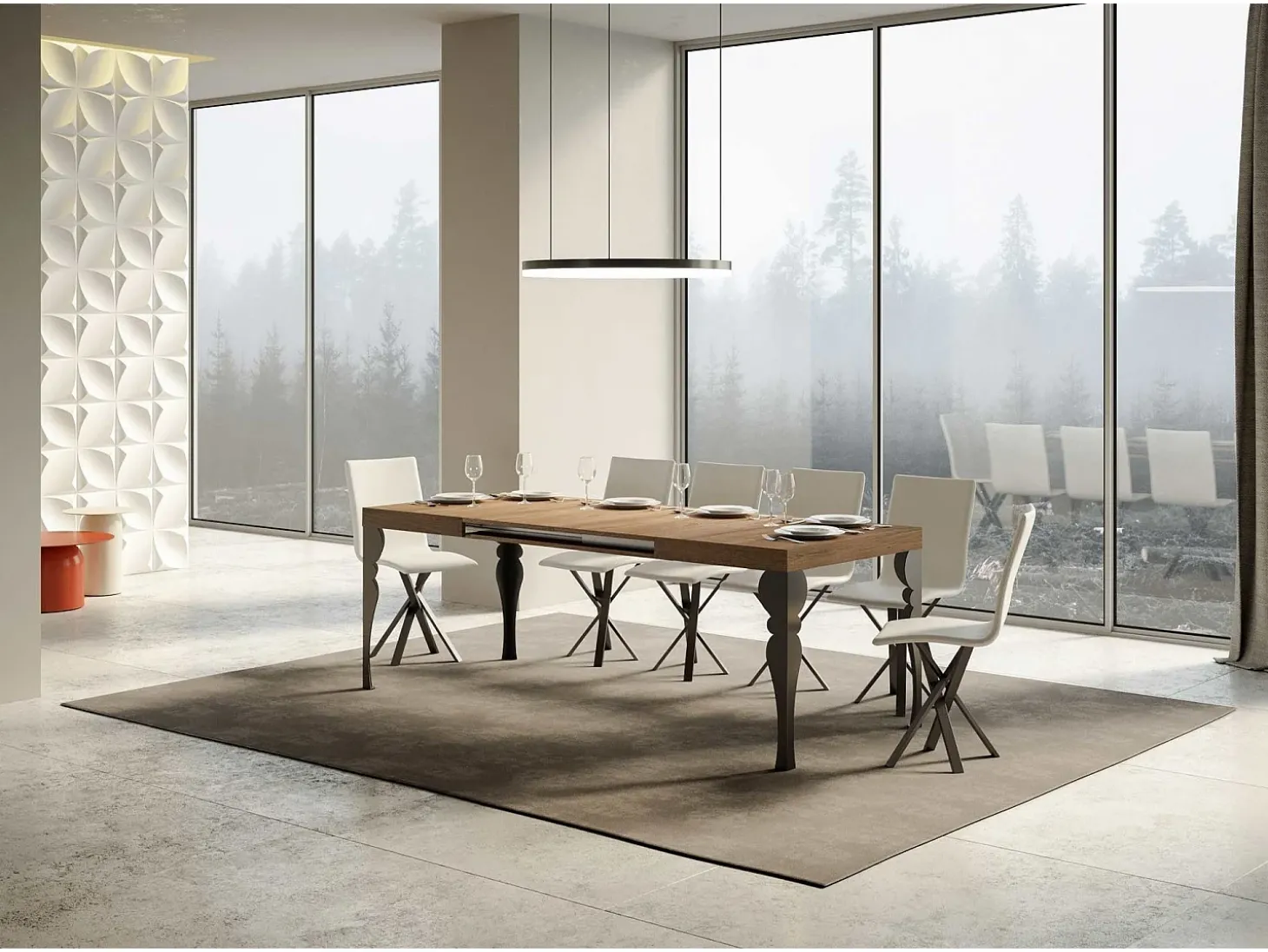 Mesa extensible 160/244x80 cm Paxon roble natural patas antracita
