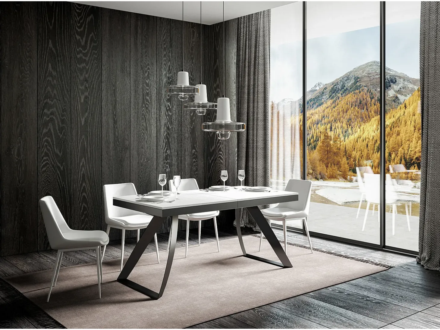 Mesa extensible 90x160/420 cm Proxy Evolution Fresno Blanco estructura Antracita