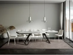 Mesa extensible 90x160/420 cm Proxy Evolution Fresno Blanco estructura Antracita