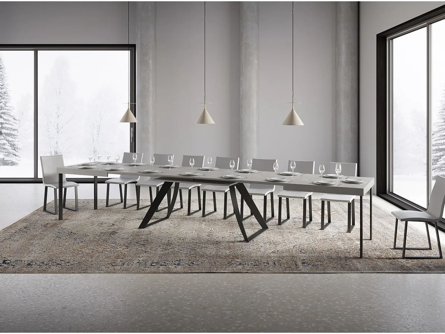 Mesa extensible 90x160/420 cm Proxy Cachemira estructura Antracita