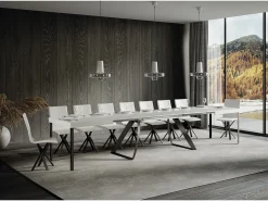 Mesa extensible 90x180/440 cm Proxy Fresno Blanco estructura Antracita